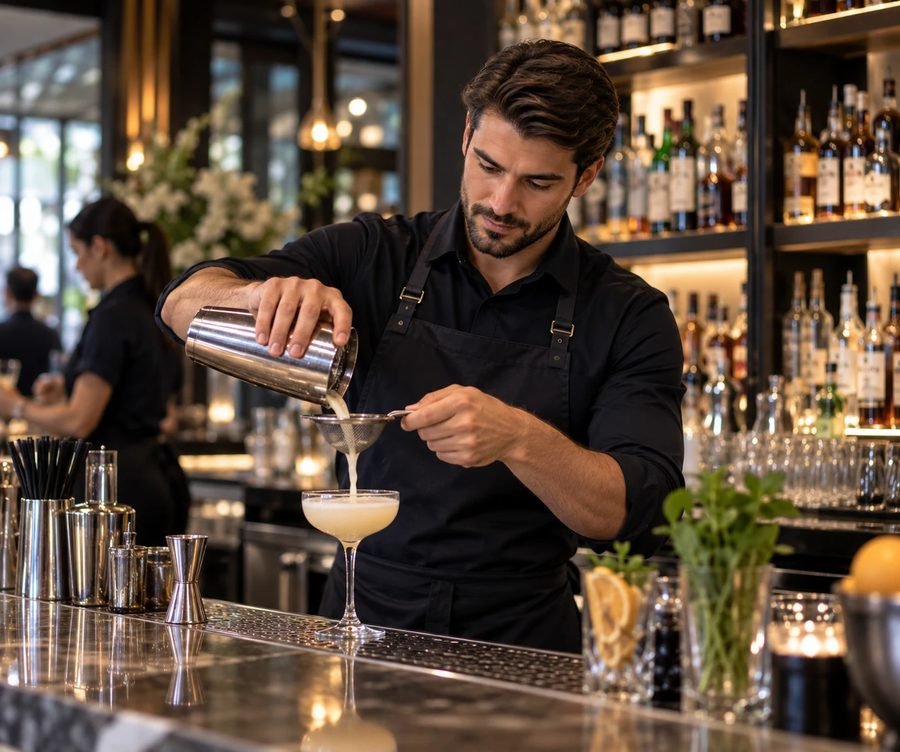 Anthony bartender preparing a cocktail behind the bar