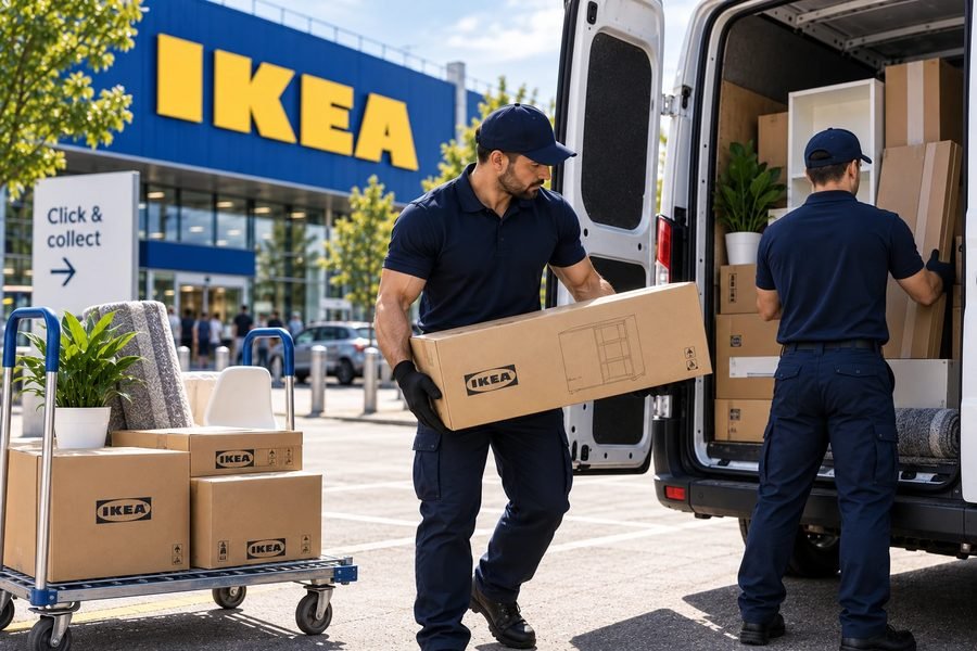 Anthony logistics team collecting furniture from IKEA and loading a van